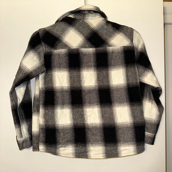 Zara Kids 8-9 Black White Plaid Flannel Button Down Shirt Long Sleeves Collared - Picture 3 of 7